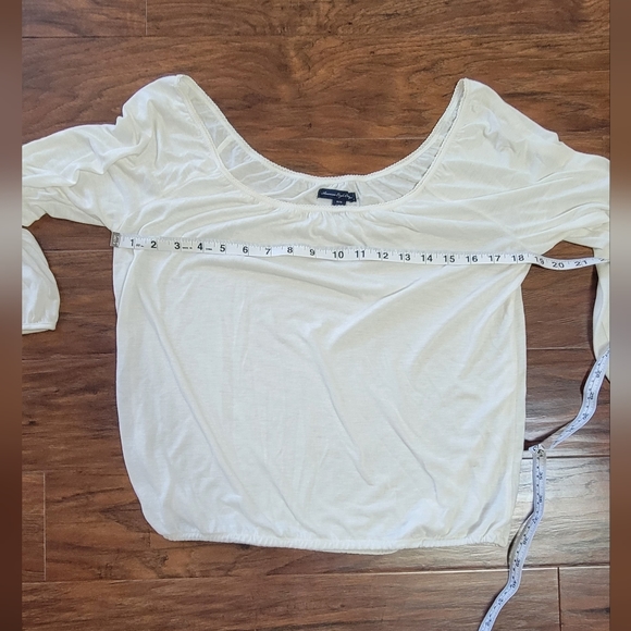 American Eagle Off The Shoulder Flowy Size Medium Off-White Blouse - Picture 7 of 8